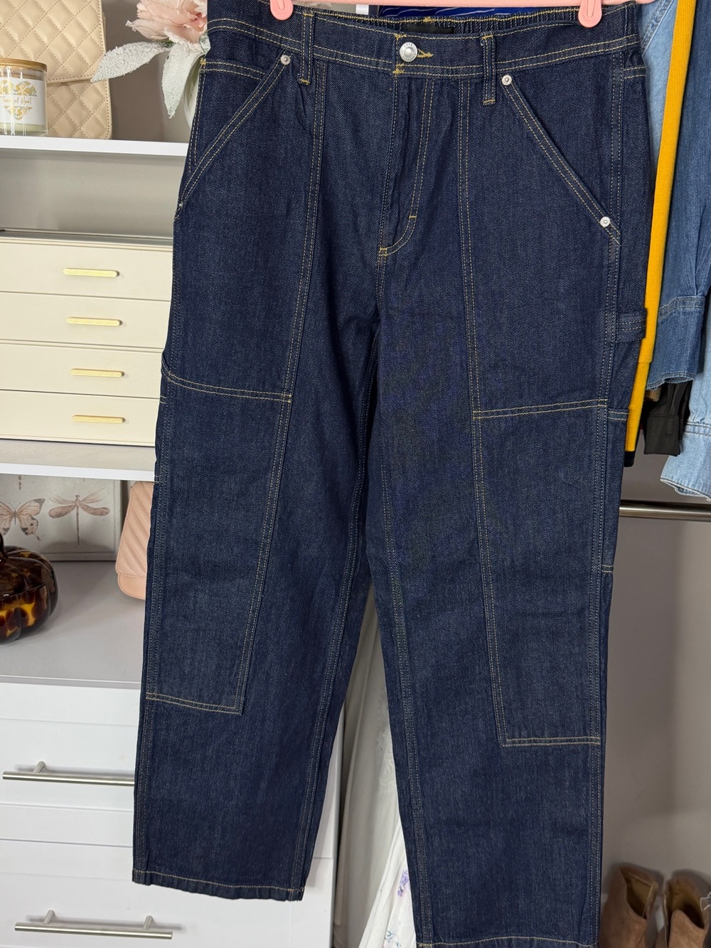 Free Assembly Relaxed Dark Indigo Denim Jeans for Women